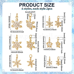 12шт 6 стиля латунные микропаве прозрачные кубические подвески из циркония&nbsp;KK-PH0012-24