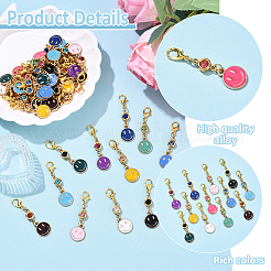 48 шт. 12 стиля подвески из сплава с эмалью в виде камня-талисмана и улыбающегося лица&nbsp;HJEW-YW00169