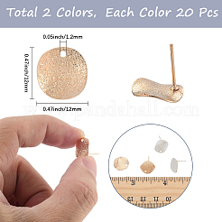 40 шт. 2-х цветные латунные серьги-гвоздики с фурнитурой&nbsp;KK-SC0006-86