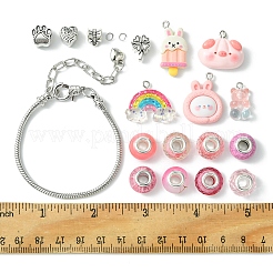 Наборы для изготовления браслетов из европейских бусин из смолы и сплава «сделай сам»&nbsp;DIY-FS0007-21