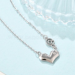 925 серебряное ожерелье с подвеской в виде сердца из прозрачного кубического циркония для женщин&nbsp;NJEW-D315-04P