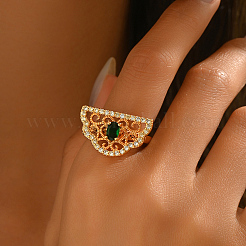 Полые геометрические латунные микропаве регулируемые кольца для женщин&nbsp;RM6022-1