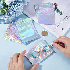 100 шт. прямоугольные пластиковые блестящие голографические пакеты с застежкой-молнией&nbsp;OPP-SP0001-03A