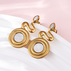 Серьги-гвоздики из натуральной белой ракушки из нержавеющей стали 304&nbsp;EJEW-Z103-03G-02