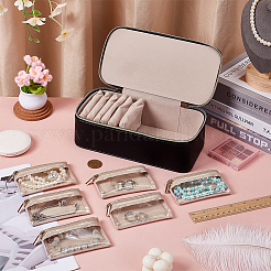 Портативные дорожные коробки-органайзеры из искусственной кожи с ручками для ювелирных изделий&nbsp;CON-WH0107-71B