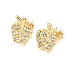 Серьги-гвоздики из латуни с микропаве из прозрачных кубических цирконий&nbsp;EJEW-Z144-24G
