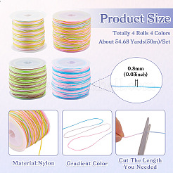 4 рулон двухцветного окрашенного сегментного нейлонового китайского узелкового шнура&nbsp;NWIR-TA0001-14