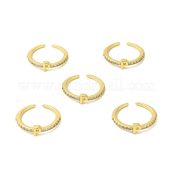 Кольцо-манжета с открытой буквой из прозрачного кубического циркония RJEW-H120-09G-P