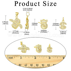 6 шт. 3 стиля латунные подвески с микропаве и кубическим цирконием&nbsp;KK-CJ0002-92