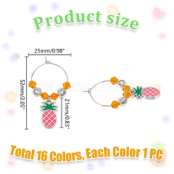 Осенние подвески для бокалов из эмали из сплава ананаса&nbsp;AJEW-GA00016