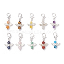 10 шт. 10 стиля подвеска в виде ангела из натуральных и синтетических смешанных драгоценных камней&nbsp;HJEW-JM03143-01