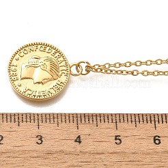 304 нержавеющая сталь плоская круглая камея кулон кабель цепь ожерелья для женщин&nbsp;STAS-Z108-02G-02
