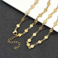 Цепочки из текстурированной цветочной цепочки из нержавеющей стали 304&nbsp;NJEW-Z084-01G