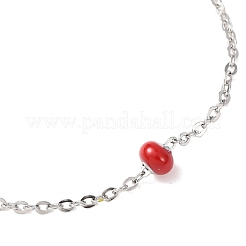 Женские ожерелья-цепочки из нержавеющей стали 304 с эмалированными бусинами-рондель&nbsp;NJEW-G190-01P