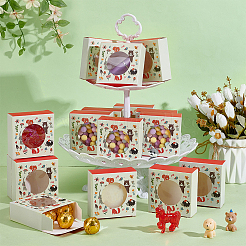 Картонная бумага с принтом животных упаковочные коробки для мыла ручной работы с круглым видимым окном&nbsp;CON-WH0086-178A