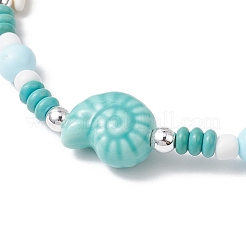 Синтетическая бирюза и фарфор и окрашенные натуральные бусины говлита эластичные браслеты для женщин&nbsp;BJEW-JB11793-01