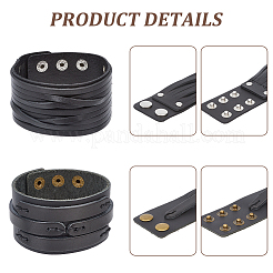 2 шт. браслетов из коровьей кожи 2 стилей&nbsp;BJEW-CL0003-34B