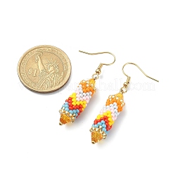 Плетеные серьги-колонны с подвесками&nbsp;EJEW-MZ00060-02