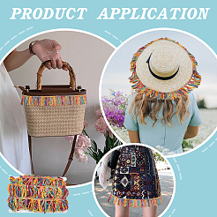 10 ярд радужных полиэстеровых лент для отделки бахромой&nbsp;DIY-FG0006-17