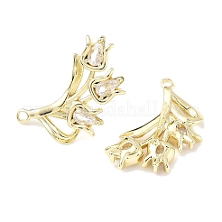 Латунные микро-паве прозрачные серьги-гвоздики из циркония&nbsp;KK-Z106-02G-09