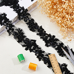 2 ярд полиэстерового кружева с цветочной вышивкой и стеклянными бусинами&nbsp;OCOR-DC0001-27B