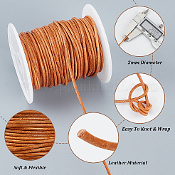 Круглый шнур из воловьей кожи длиной 20 метр.&nbsp;WL-WH0015-01B-01