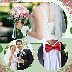 3шт. 3 стиля бутоньерка из искусственной розы из полиэстера и смолы&nbsp;AJEW-PH0061-75