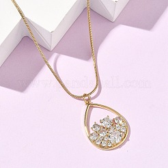 Ожерелья с подвесками из нержавеющей стали 304 с микропаве из прозрачных кубических цирконий для женщин&nbsp;LS-NJEW-Z103-01G-05