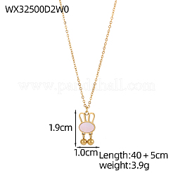 Кулон в виде мультяшного кролика с розовой ракушкой и висячими шариками.&nbsp;STAS-OY009-42G