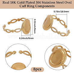 8 шт. ионное покрытие (IP) 304 нержавеющая сталь OVSL манжетное кольцо компоненты&nbsp;RJEW-BBC0001-24