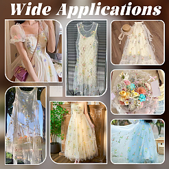 2 ярд полиэстеровой вышивки 3D цветочная сетчатая ткань&nbsp;DIY-WH0622-383A