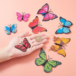 6 цвет искусственных пластиковых украшений в виде бабочек&nbsp;DJEW-CJ0001-01