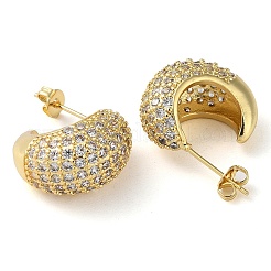 Серьги-гвоздики из латуни с микропаве из кубического циркония&nbsp;EJEW-M230-11G