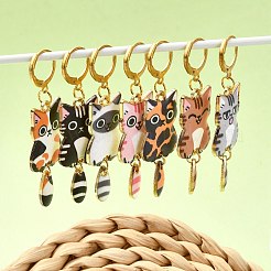 Кулон из сплава эмали с замком в виде кота маркеры петель&nbsp;HJEW-CJ00027