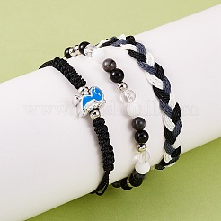 Набор браслетов с плетеным шнуром из вощеной полиэфирной нити&nbsp;BJEW-SW00032-01
