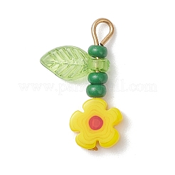 6 шт. подвески-цветы из стеклянных бусин из нержавеющей стали 304&nbsp;PALLOY-MZ01117