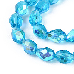 Прозрачные стеклянные бусины гальваническим пряди&nbsp;EGLA-N023-6x8mm-A07