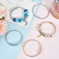 12шт. набор из 2-х цветных браслетов-манжет из нержавеющей стали 304 с закрученными круглыми кольцами&nbsp;BJEW-UN0001-48