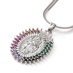 Ожерелья с подвесками из латуни и разноцветными кубическими циркониями Девы Марии&nbsp;NJEW-K273-04P