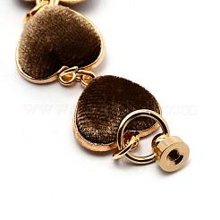 Цепь звена сердца ткани ткани плюша сплава сплава для брелков diy&nbsp;AJEW-WH0188-88E