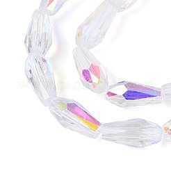 Нити из прозрачных стеклянных бусин-капель с покрытием цвета AB&nbsp;EGLA-T029-08A