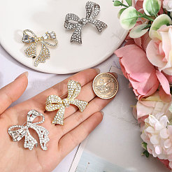 4 шт. 4 стиля броши-банты из цинкового сплава со стразами для одежды рюкзака&nbsp;JEWB-FH0002-02