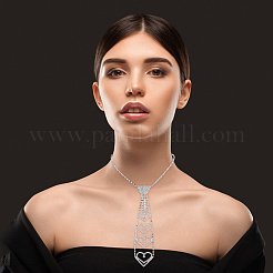 Женская мода блестящий стразовый сердечко длинный галстук и удлиненная цепочка&nbsp;DIY-WH20002-613