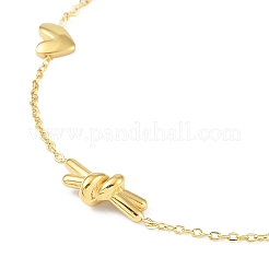 Ионное покрытие (ip) 304 нержавеющая сталь браслеты в форме сердца любовь и узел для женщин&nbsp;BJEW-K254-03G