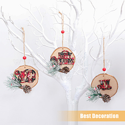 24шт 2 цвета плоский круглый деревянный брелок&nbsp;KEYC-HY0001-08