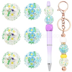 5 шт. бусины из полимерной глины ручной работы со стразами и смолой&nbsp;RESI-YW0005-95A