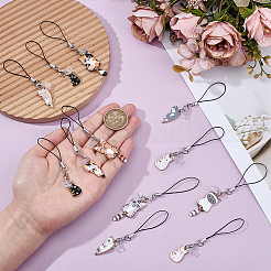 12 шт. эмалированные ремешки для мобильных телефонов в форме кошки&nbsp;HJEW-OC00123