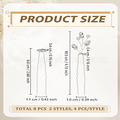 8 шт. 2 стиля заколки для волос из латуни и сплава со стразами&nbsp;MRMJ-LP0002-17
