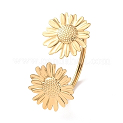 Браслеты-манжеты с цветком из нержавеющей стали 304 для женщин&nbsp;LS-BJEW-Z157-02G-03