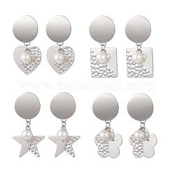 Серьги-гвоздики с подвесками из АБС-пластика с имитацией жемчуга&nbsp;EJEW-JE06903